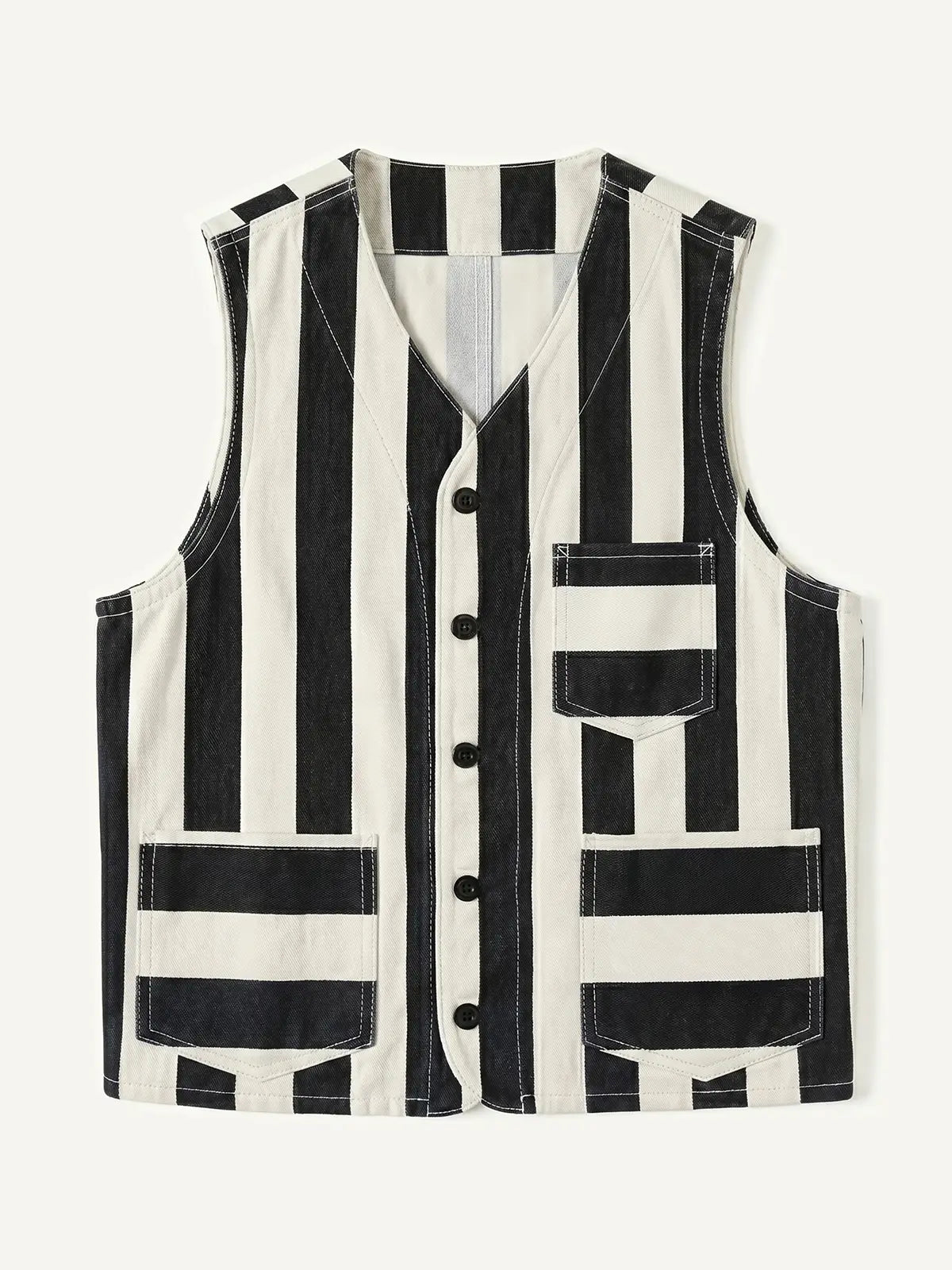 The Cadence Vest in Black / White Stripe – ablecove