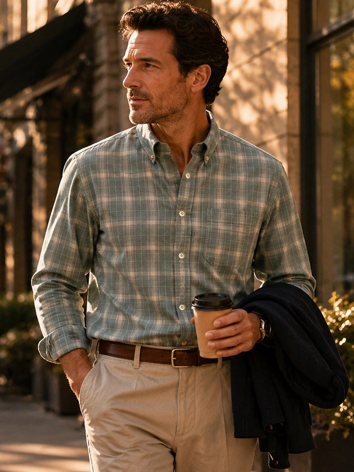 The Tidal Shirt in Driftwood Plaid