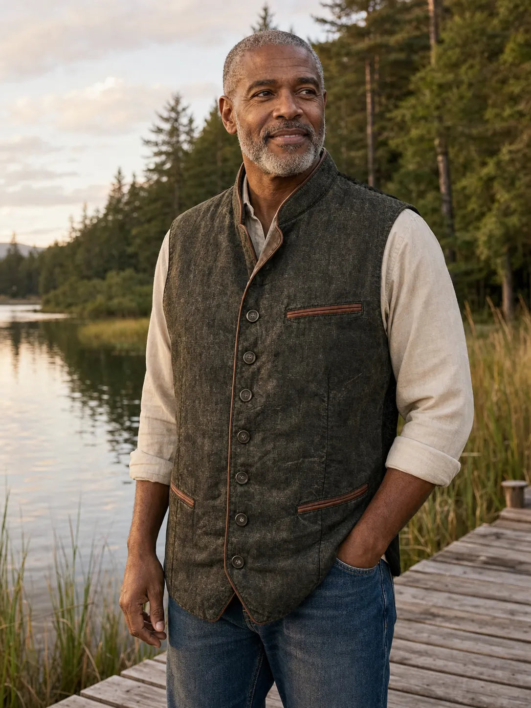 The Alder Waistcoat in Olive