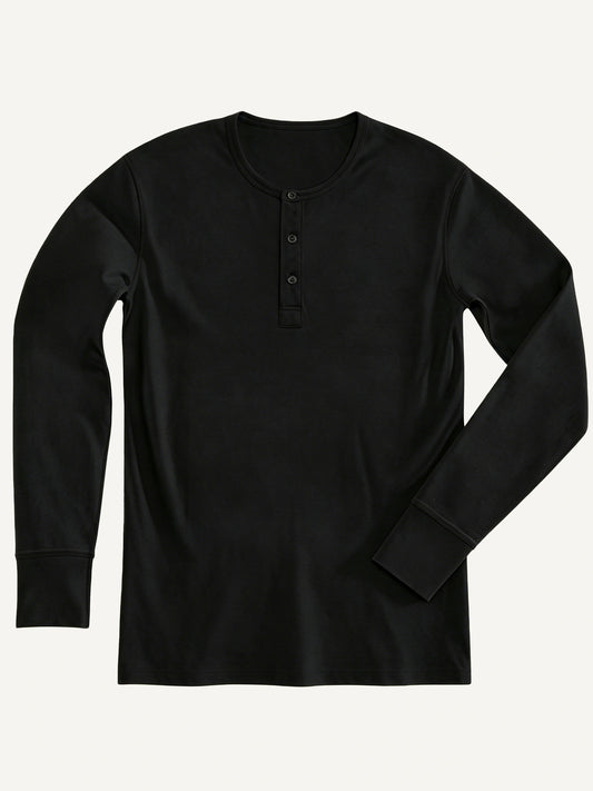The Classic Henley Shirt in Clean Black