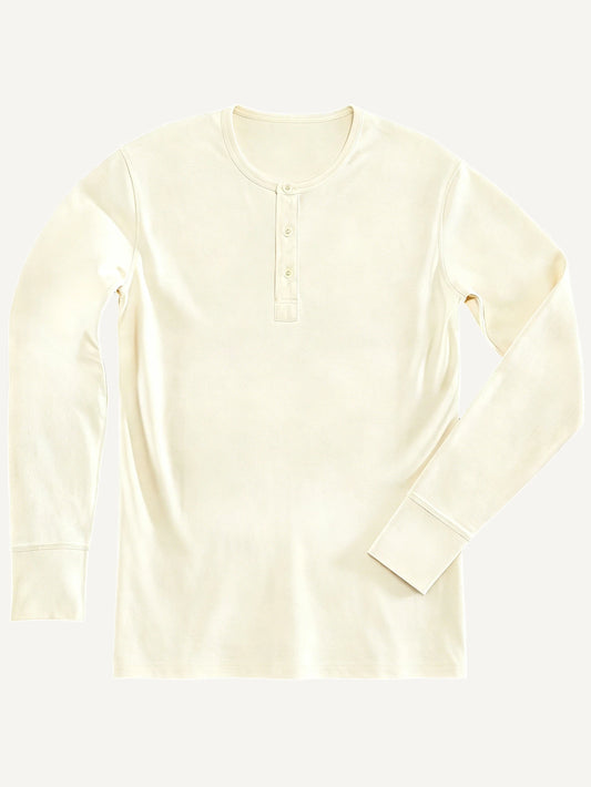 The Classic Henley Shirt in Cream White