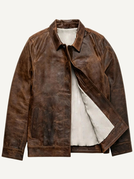 The Explorer Leather Jacket in Saddle Brown