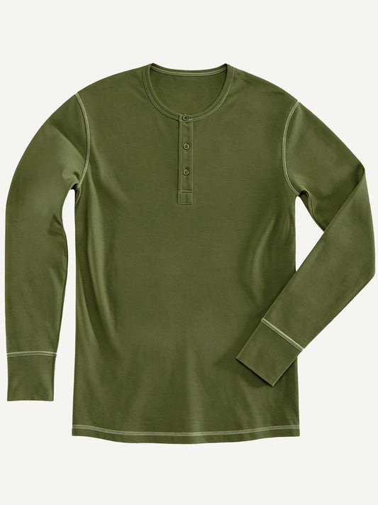 The Classic Henley Shirt in Army Green