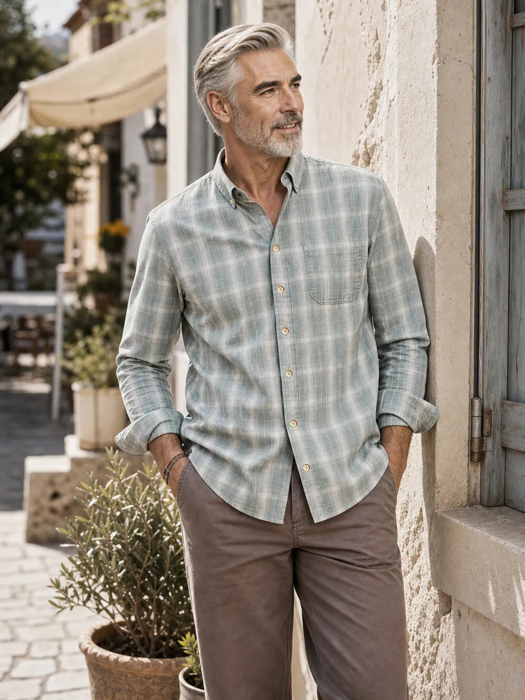 The Tidal Shirt in Driftwood Plaid