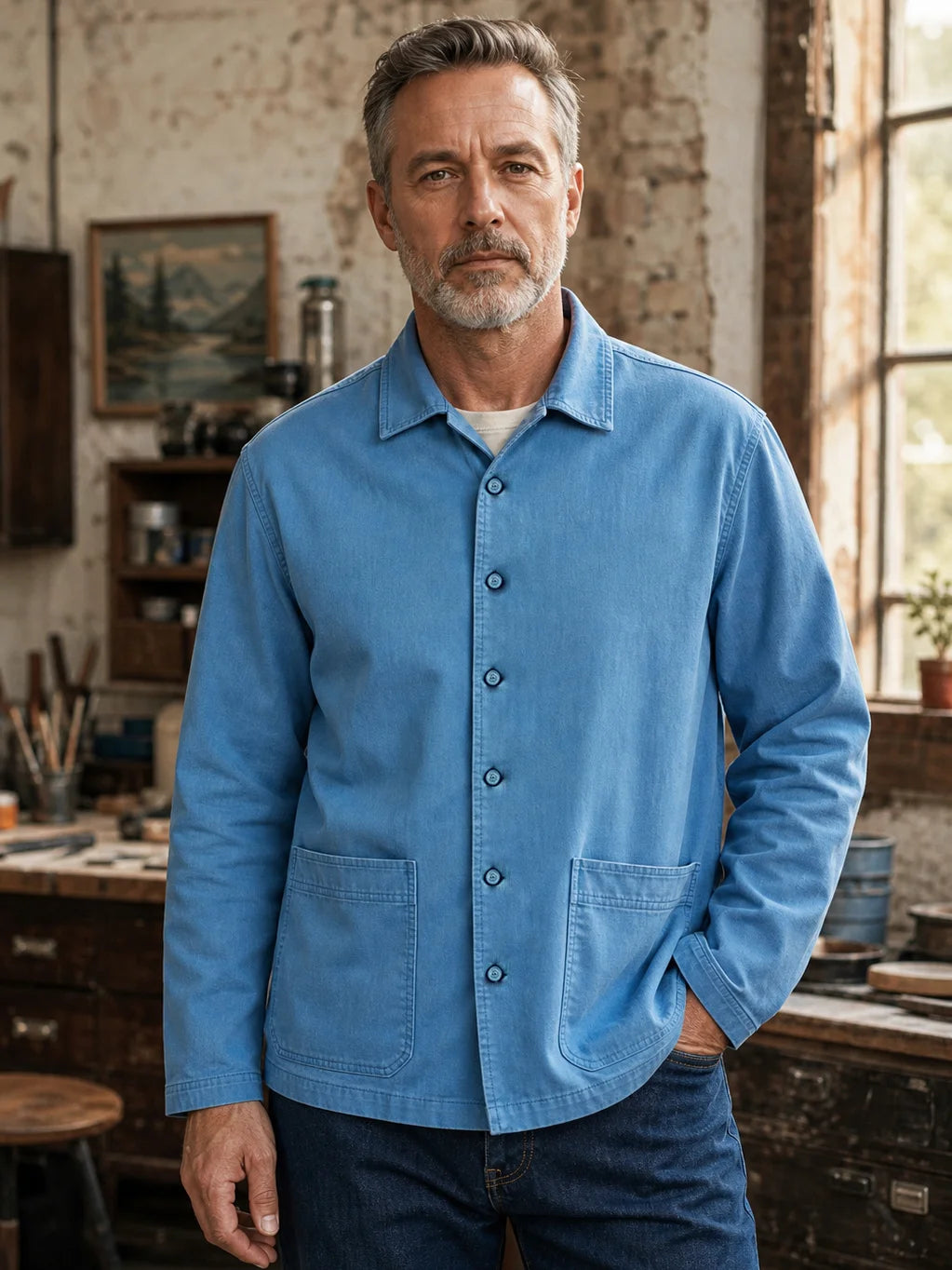 The Atelier Chore Jacket in Slate Blue