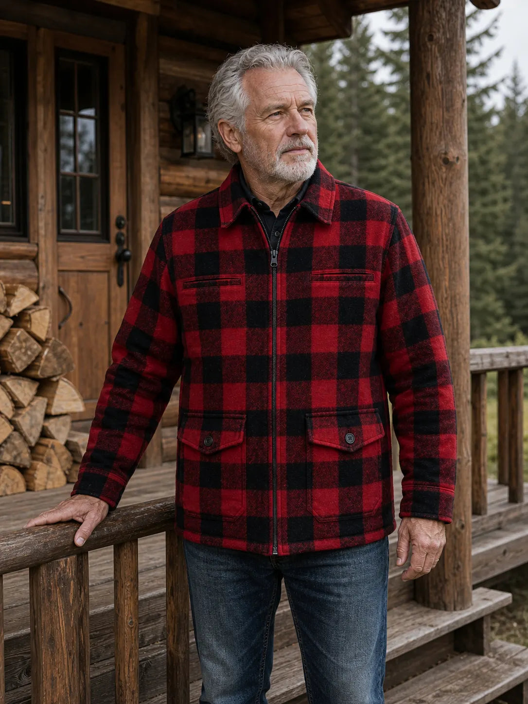 The Lodge Jacket in Red / Black Plaid