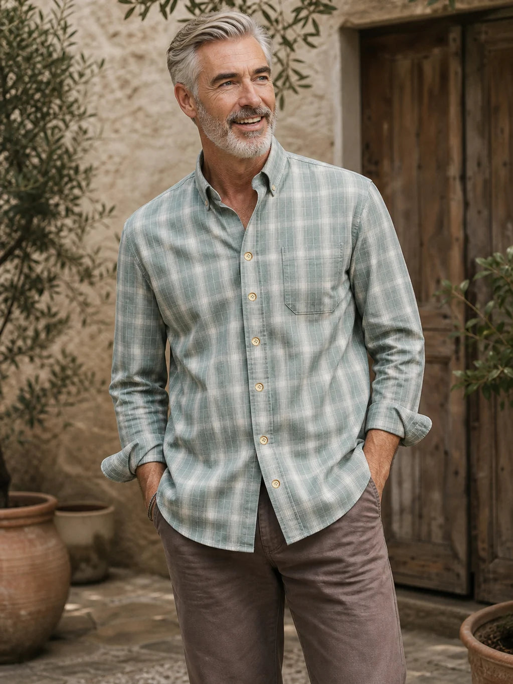 The Tidal Shirt in Driftwood Plaid