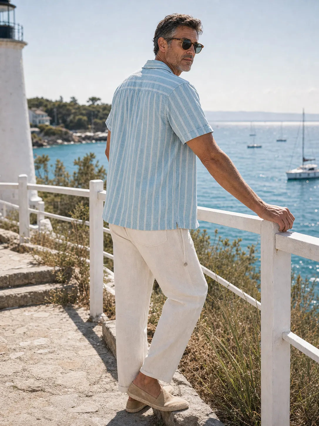 The Rivage Shirt in Light Blue Stripe
