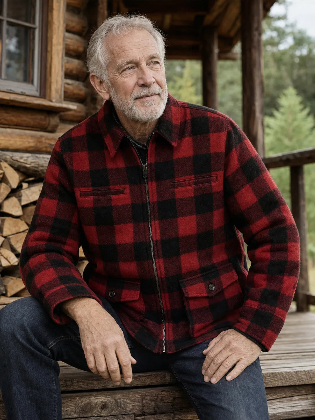 The Lodge Jacket in Red / Black Plaid