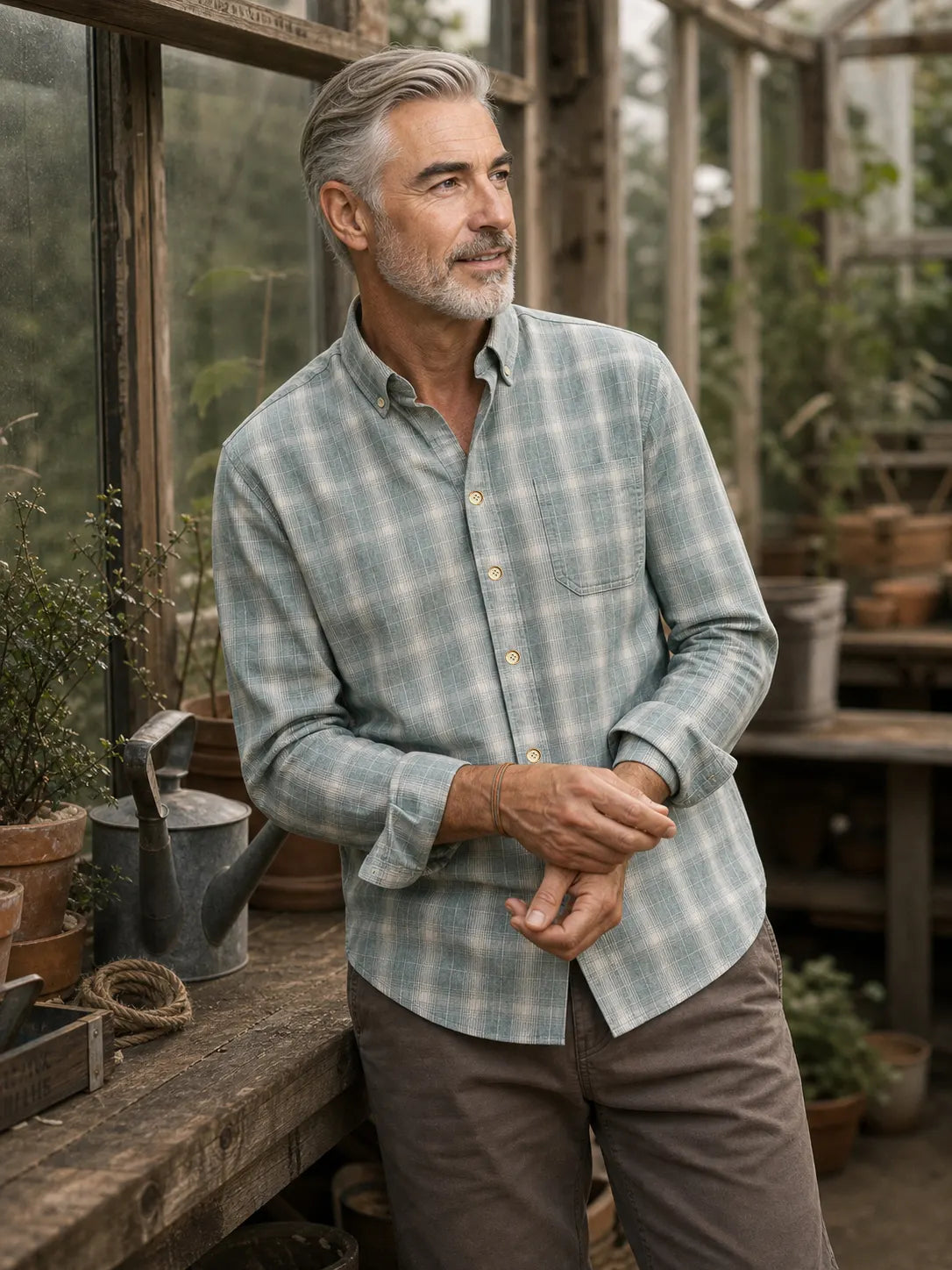 The Tidal Shirt in Driftwood Plaid