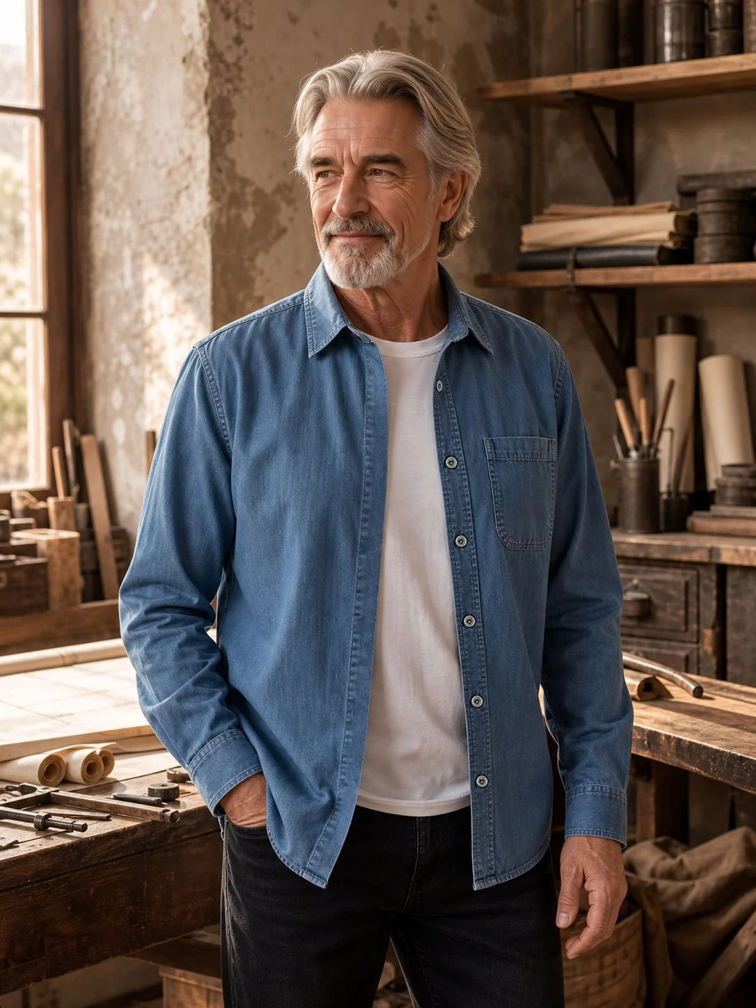 The Meridian Shirt in Harbor Blue