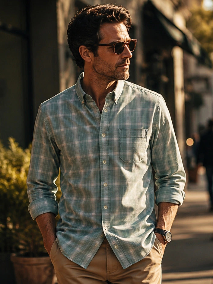 The Tidal Shirt in Driftwood Plaid