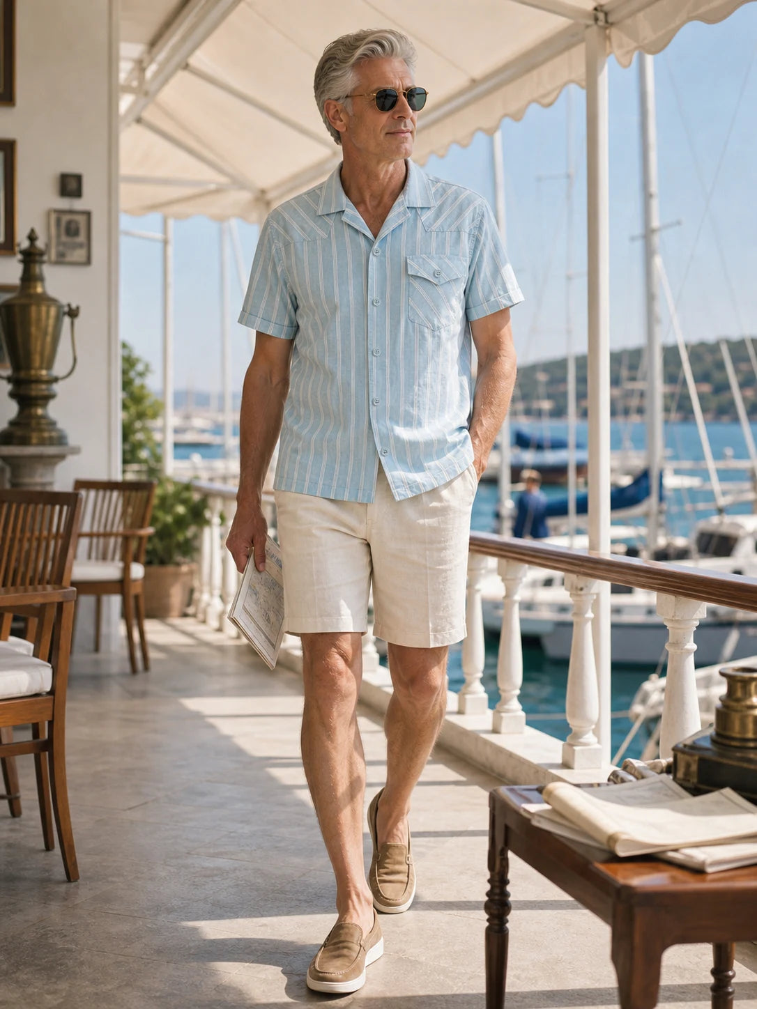 The Rivage Shirt in Light Blue Stripe