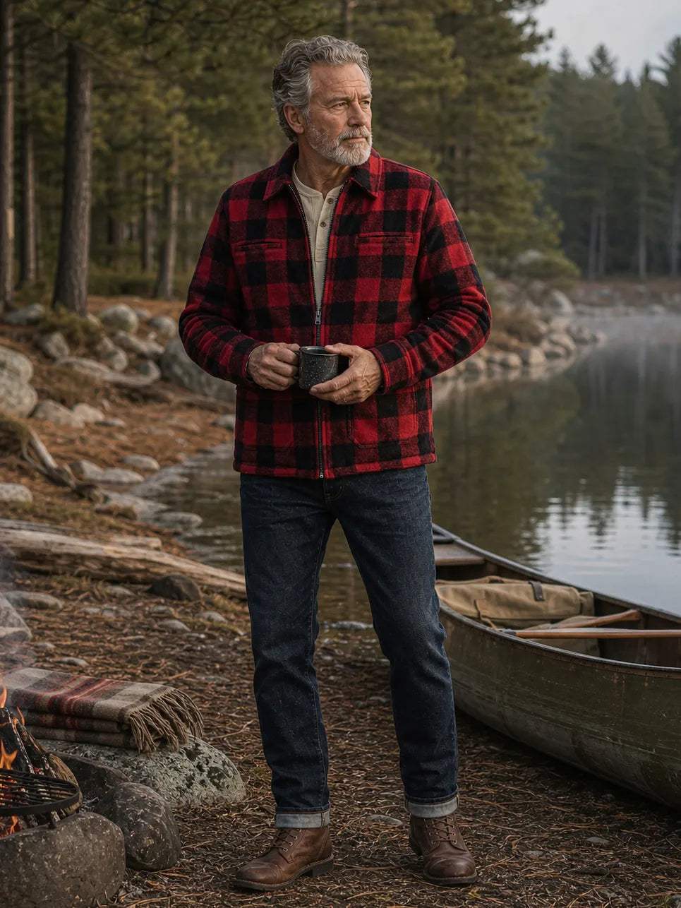 The Lodge Jacket in Red / Black Plaid
