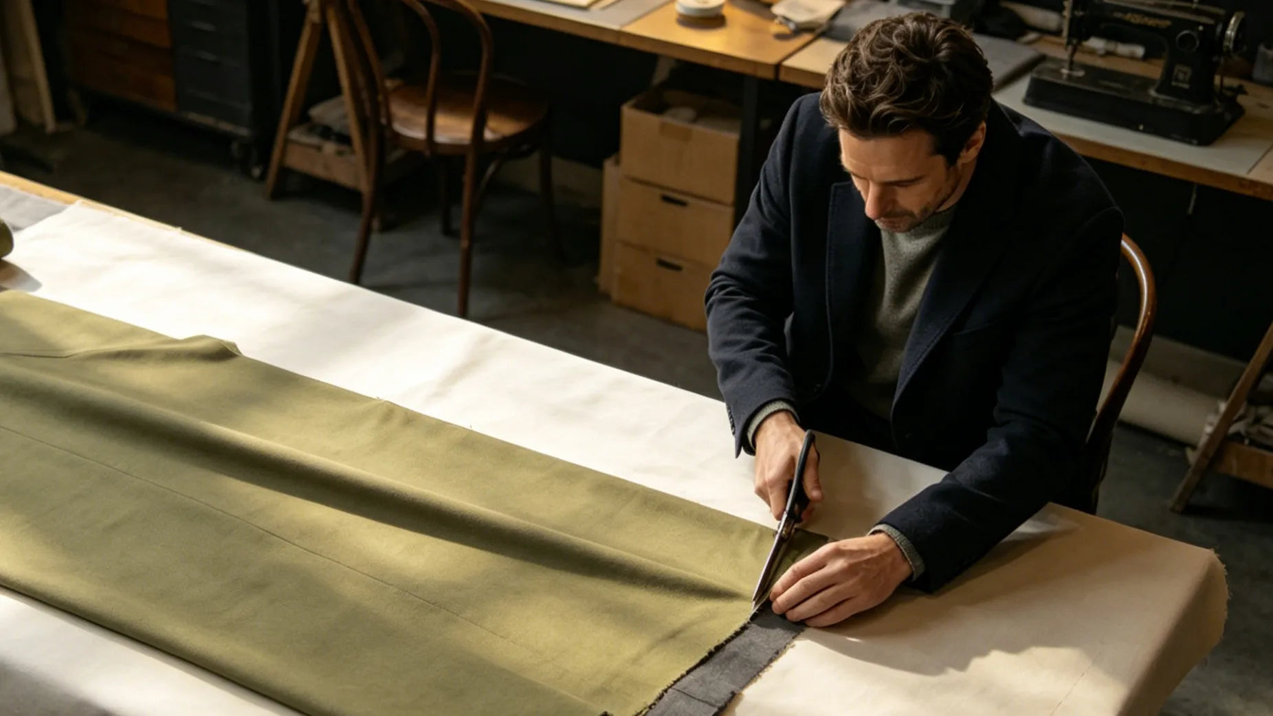 AbleCove’s founder cuts the fabric with great care - just as we operate our business with dedication, never resorting to deception.